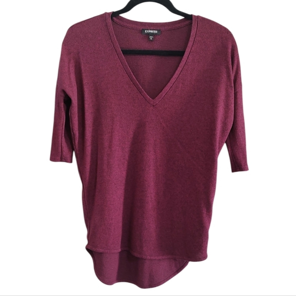 Express Burgundy V-Neck Top